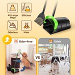 Topika Pet Pooper Scooper Long Handle Swivel Bin & Rake with 40 Waste Bags