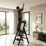 Topika-Folding Step Ladder,3 Step Stool Step Ladder w/ Wide Pedal for Home