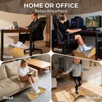 Topika- Adjustable Office Footrest, Ergonomic Bamboo Foot Rest With Cushion