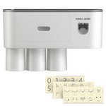 Topika 3 Cup Wall-Mounted Toothbrush Holder, Automatic Toothpaste Dispenser