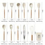 Topika Silicone Non-Stick Kitchen Utensil tool Set with Holder, 27pcs white