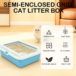 Topika Cat Litter Box with Scoop, Top Open, Easy Clean | Blue