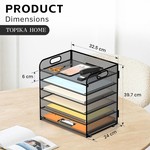 Topika 6 Tier Paper Rack File Sorter, Metal Mesh Desk Organiser with Handle