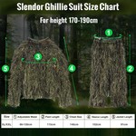 Topika Adult Ghillie Suit 6 Piece Set, 3D Leafy Green Camo Hunting Apparel