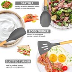 Topika - Silicone Kitchen Utensils Set 44-piece with Wooden Handles & Holder