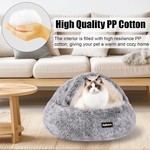 Topika Hooded Cat Cave Bed with Waterproof Non-Slip Base & Cozy Plush
