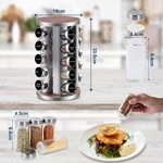 Topika - 20-Jar Rotating Spice Rack with Labels, Stainless Steel