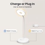 Topika - Rechargeable Desk Lamp With Phone Holder, Touch Dimmable LED Lamp