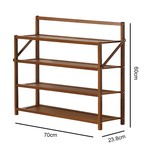 TopikaHome - Foldable Bamboo Shoe Rack, 4/5-Tier Wooden Shoe Organiser 70cm