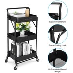 Topika - Rolling Storage Cart,Foldable Utility Metal Trolley for Home Decor