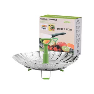 Topika - Vegetable Steamer Basket Stainless Steel, Folding Steaming Basket