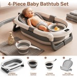 Topika Foldable Baby Bathtub, Portable Bath Kit with Net, Bucket & Scoop
