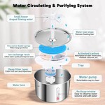 Topika 2L Stainless Steel Pet Water Dispenser, Stainless Steel Pet Fountain