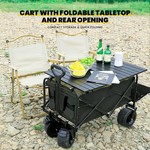 Topika 180L Foldable Camping Wagon Cart with Rear Door& Removable Table Top