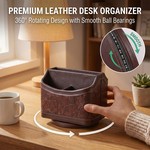 Topika - 360 Rotating Vintage PU Leather Remote Holder with 5 Compartments
