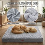 Topika Waterproof Large Dog Bed, Orthopaedic Crate Mat with Plush Cover