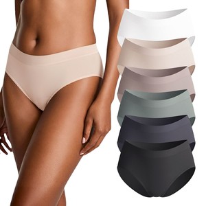 Lekkon Seamless Midi Briefs for Women, No-Show Ribbed Lady Panties 3/6 Pack