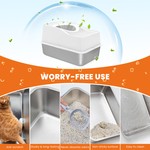 Topika Stainless Steel Top Entry Litter Box Metal Cat Litter Box with Lid