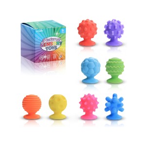 Topika Sensory Fidget Suction Toys for Kids,8 Piece Calm Down Stress Relief