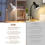 Topika - Wooden Desk Lamp, Screw Socket Table Lamp With Metal Shade