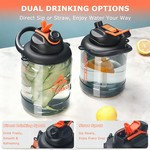 Topika 2400ml Clear Water Bottle, Dual-purpose cup mouth design, BPA Free