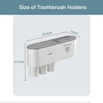 Topika 3 Cup Wall-Mounted Toothbrush Holder, Automatic Toothpaste Dispenser