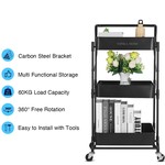 Topika - Rolling Storage Cart,Foldable Utility Metal Trolley for Home Decor