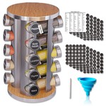 Topika - 20-Jar Rotating Spice Rack with Labels, Stainless Steel