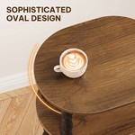 Topika - Narrow Side Table With 3-Tier Storage, Dark Brown, Oval Design