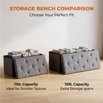 Topika Large Ottoman Storage Box Foldable Box Bench with dark grey lid