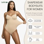Lekkon Seamless V-Neck Shaping Bodysuit for Women Tummy-Waist-Hip Sculpting