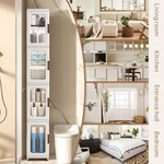 Topika Slim Bathroom Storage Cabinet, Narrow Storage Organiser With Wheels