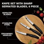 Topika Steak Knives Set With Serrated Blades And Ergonomic Handles, 6 Pcs