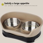 Topika Stainless Steel Double Bowls for Dogs & Cats, Non-Slip Tray