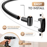 TopikaHome-Adjustable Shower Curtain Rod Curved Black 120-180cm, Wall-Mount