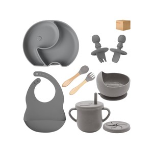 TopikaKids - Complete Silicone Baby Feeding Set, Bib, Plate, Cup & Utensils