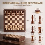 Topika Magnetic Wooden Chess and Checkers Set with Double Queen Pieces