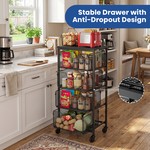 Topika Kitchen Rolling Storage Cart with 4 Drawers & Lockable Wheels