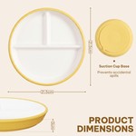 Topika Ceramic Silicone Suction Plate, 3-Section Toddler Meal Dish for Kids