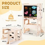 Topika Toddler Step Stool Tower 4-in-1 Foldable Wooden Learning Helper