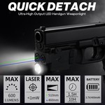 Topika Dual Blue Green Laser Sight & 600 LM Rechargeable Light