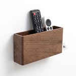 Topika Walnut Wooden Remote Control Holder, Wall-Mounted Or Desktop Storage