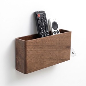 Topika Walnut Wooden Remote Control Holder, Wall-Mounted Or Desktop Storage