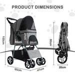 TopikaPet-Foldable Pet Stroller for Dogs Cats Pet Pram with Basket & Mesh