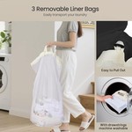 Topika 195L 3 Compartment Laundry Sorter with Removable Washable Bags & Lid