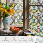Topika Glass Privacy Film, Stained Glass Static Cling PVC