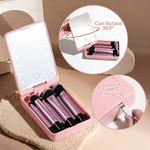 Topika 10 Pieces Makeup Brushes With LED Light & Mirror Pink Pocket Mirror
