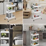 Topika Folding Mobile 3 Tier Metal Trolley, Rolling Storage Cart Home Decor