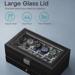 Topika Watch Gift Box For Men Leather Watch Case 12Slot Organizer With Lock