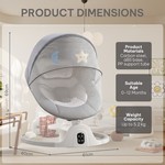 Topika Grey Electric Baby Swing Rocker Chair with 5 Speeds & Remote Control